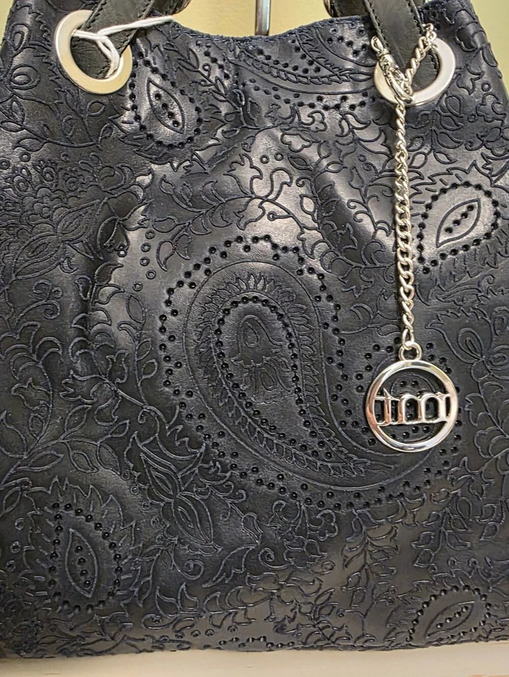 Mia Tomazzi | Navy Blue Laser-cut Hobo Bag